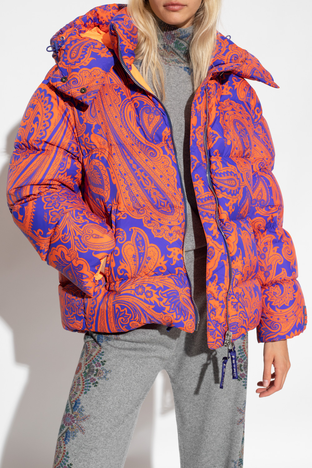 Patterned on sale down jacket